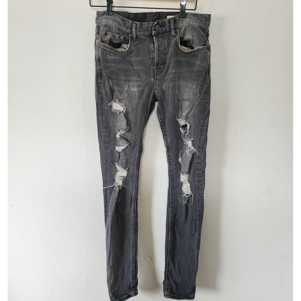 Womens All Saints Cigarette Skinny Jeans Distressed Grey Size 30